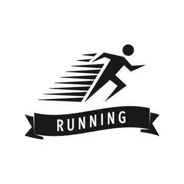 Run man logo template. Vector illustration of fast running man Stock Illustration