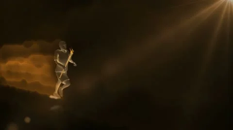 Run man Olympic flame Bronze Stock Footage 10734630