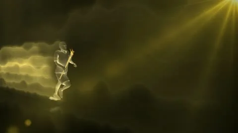 Run man Olympic flame gold Stock Footage 10734629