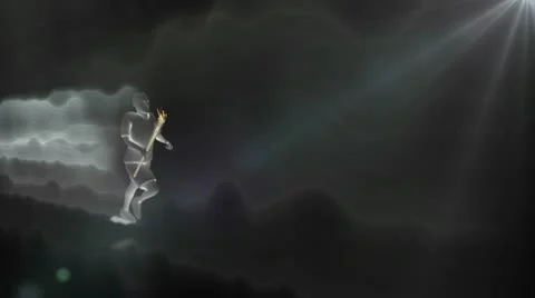 Run man Olympic flame Silver Stock Footage 10734627