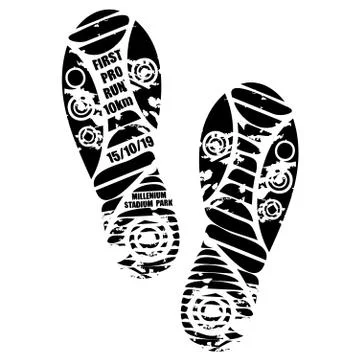 Run marathon wallpaper shoes print Stock Illustration