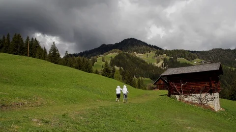 Run on the mountains in Alta Badia Video stock 75746541