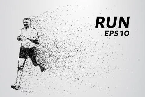 Run out of particles. Run out of points and circles. Runner breaks down into  Stock Illustration