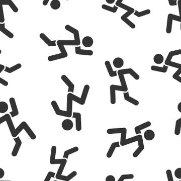 Run people icon in flat style. Jump vector illustration on white isolated bac Stock Illustration