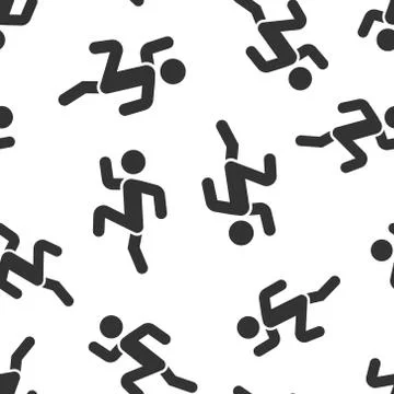 Run people icon in flat style. Jump vector illustration on white isolated bac Stock Illustration