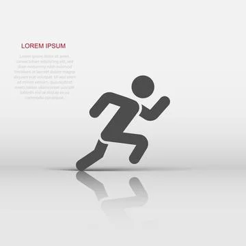 Run people icon in flat style. Jump vector illustration on white isolated b.. Stock Illustration
