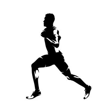 Run, running man isolated vector silhouette, side view Stock Illustration
