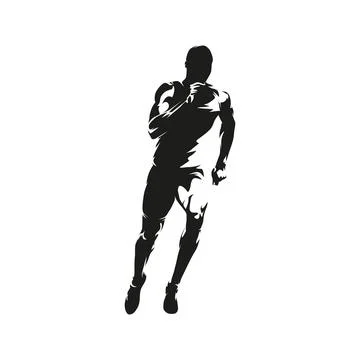 Run, running man isolated vector silhouette, front view Stock Illustration