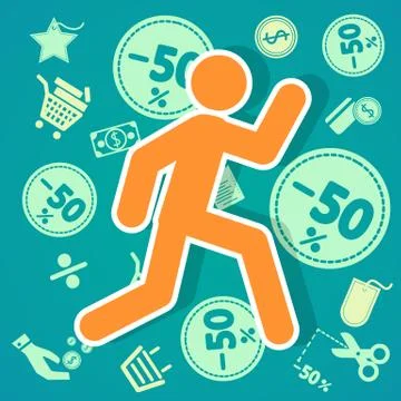 Run shopping 50% Stock Illustration