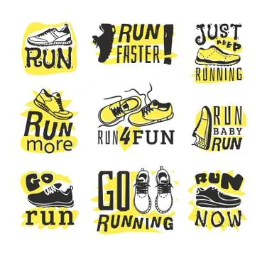 Run sport motivation vector set Stock Illustration