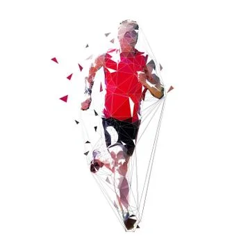 Run. Sprinting man, low polygonal geometric illustration. Vector runner, fron Stock Illustration