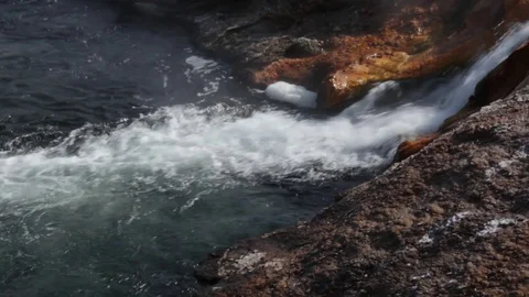 Run-off stream from a geyser Stock Footage 93782563