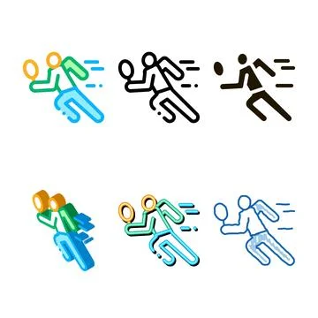 Run tennis player icon vector outline styleset Illustrazione stock