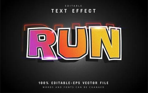 Run text style effect colorful イラスト素材
