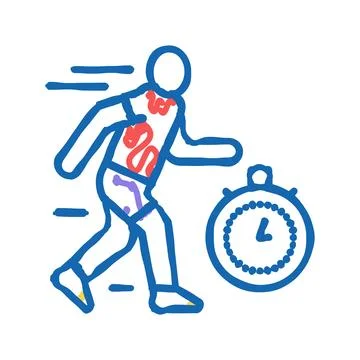 Run on time icon doodle illustration Stock Illustration