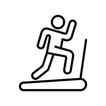 Run trainer flat icon. Pictogram for web. Line stroke. Fitness cross isolated Stock Illustration