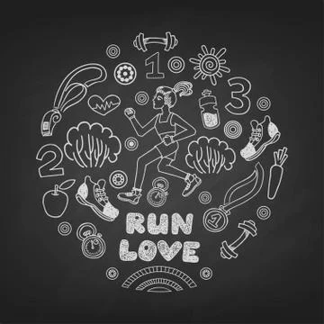 Run vector icons set Stock Illustration