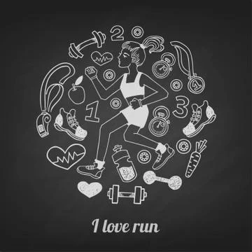 Run  vector set Stock Illustration