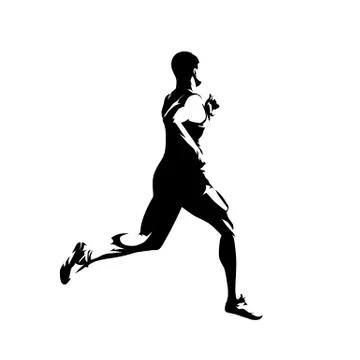 Run, young running athlete, side view. Runner isolated vector illustration 스톡 일러스트