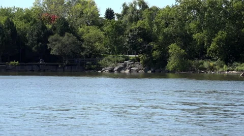 RunAbout on a river Stock Footage 41897014