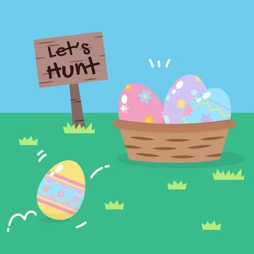Runaway easter egg hunt Stock Illustration