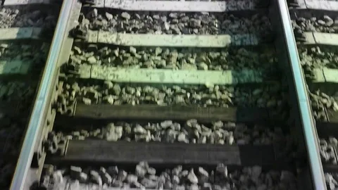 Runaway sleepers. View from the rear window of the railcar. Stock Footage 79371388