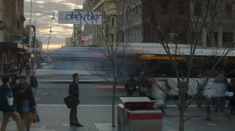 Rundle Mall intersection timelapse in Adelaide Stock Footage 52997068