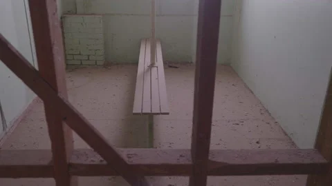 Rundown Old Jail Cell Stock Footage 219455812