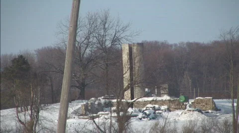 Rundown silo in winter Stock Footage 599418