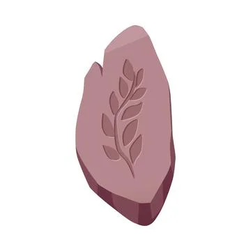 Rune with leaf old trace vector flat icon, archeologic fossil dig, ancient rune Stock Illustration