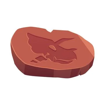 Rune rock with dinosaur scull old trace vector icon, archeologic fossil dig Stock Illustration