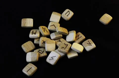 Runes on black background Foto stock