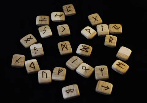 Runes on black background. Foto stock