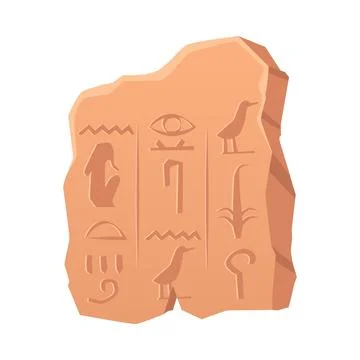 Runes with sacred script vector flat icon, archeologic fossil dig, ancient rune Stock Illustration