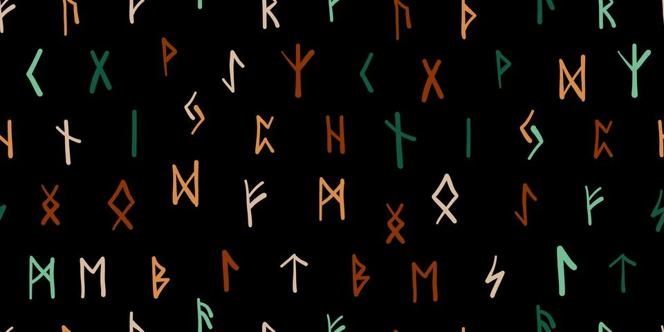 Runes, seamless pattern background. Ancient occult symbols Stock Illustration