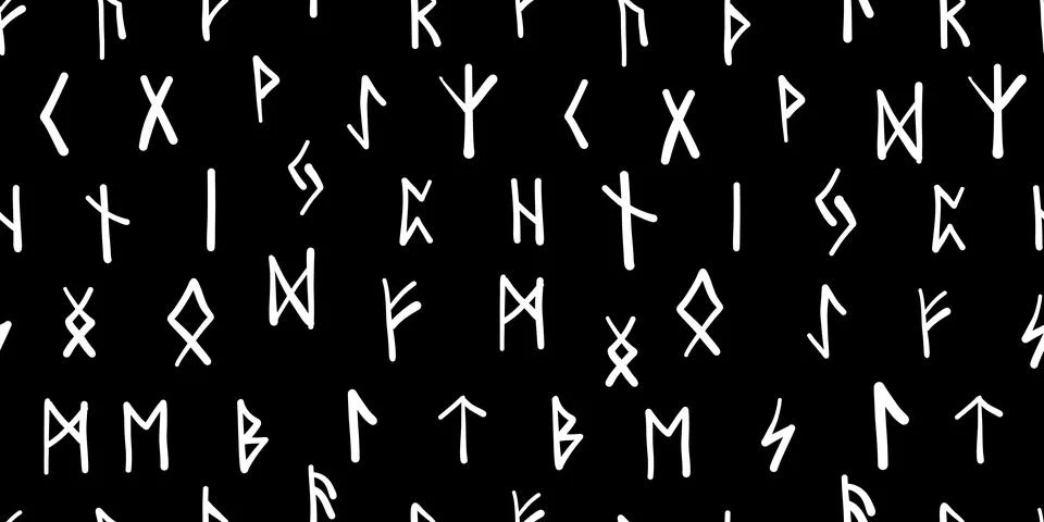 Runes, seamless pattern background. Ancient occult symbols イラスト素材