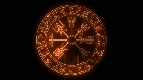 Runic Sign Animation. Runic Circle on Fire. Helmet of terror. Loop. Stock Footage 168854134