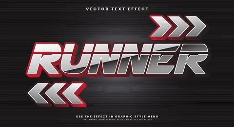 Runner 3D editable text effect Template Stock Illustration