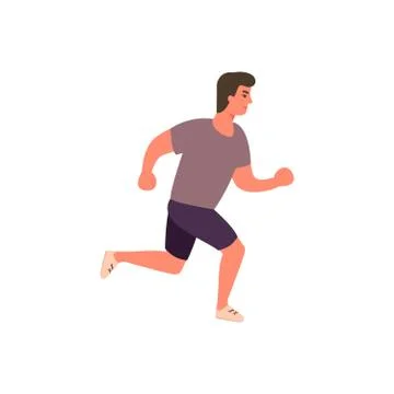 Runner athlete in motion. Cartoon flat man running Stock Illustration