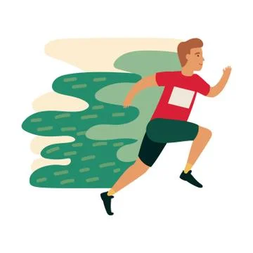 Runner athlete in motion. Funny man running Stock Illustration