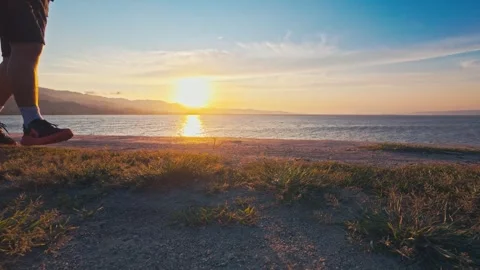 Runner athlete running on the lakeside. Stock Footage 294728550