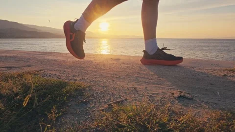 Runner athlete running on the lakeside. Stock Footage 294728892