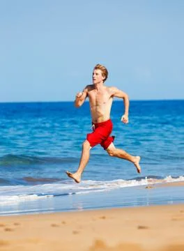 Runner on beach Foto stock