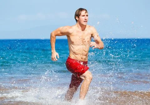 Runner on beach Foto stock