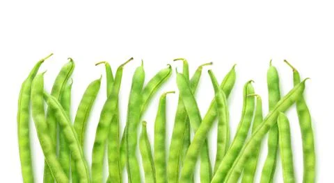 Runner beans in a row with copy space Stock Photos
