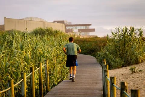 Runner on Boardwalk Stock Photos