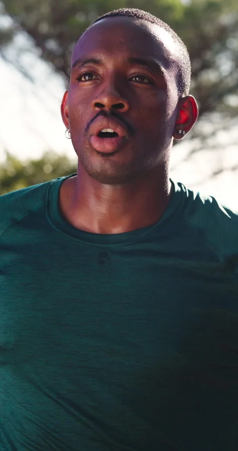 Runner, breathing and tired with black man in nature for resting stop, fitness Stock Footage 337453433