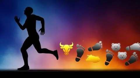 Runner chasing animal emojis Stock Illustration