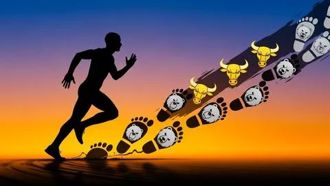 Runner conquering time Stock Illustration