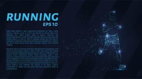 Runner consists of points. Particles in the form of a runner on a dark backgr Stock Illustration